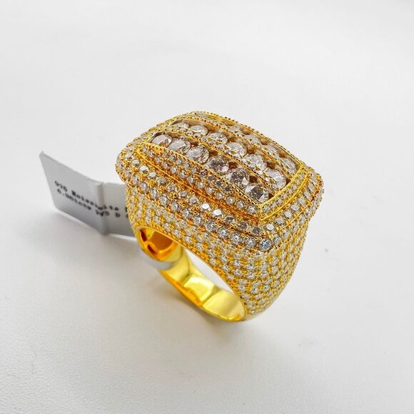 925 Sterling Sliver Moissanite Rectangle Elevated Ring, 1inch wide 6.961ctw VVS - Picture 3 of 7